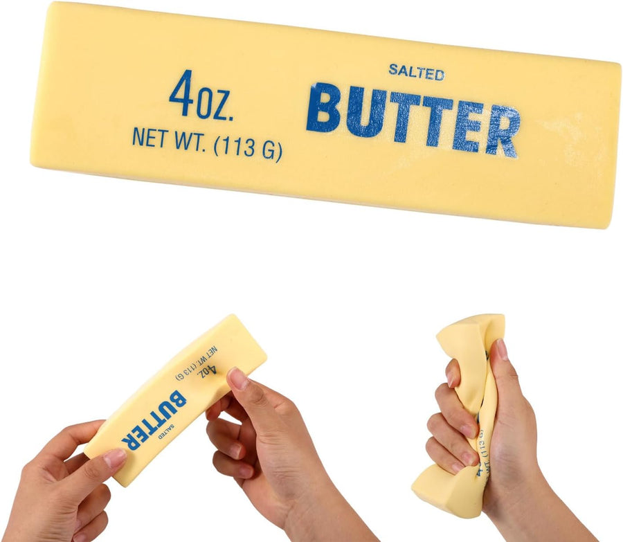 Butter Squeeze Squishy Toy, PU Material Butter Stick Slow Rising Squeeze Food Fidget Toy for Office School (Light Yellow) M6